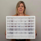 Akro-Mils 44-Drawer Plastic Drawer Storage Cabinet for Garage Organization, Bead Organizer, Building Bricks Storage, Teacher Toolbox, Makeup Organizer, 20-Inch W x 6-Inch D x 16-Inch H, 10144 White - Image 2
