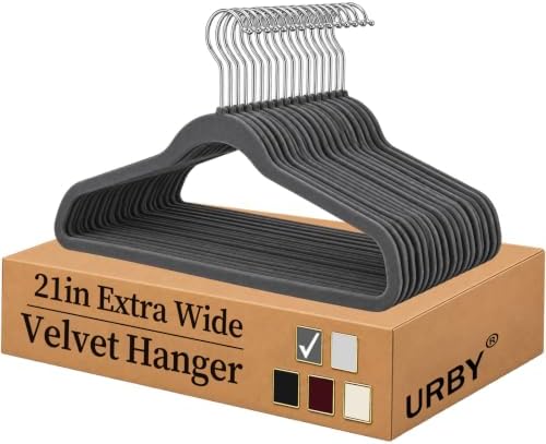 Urby Extra Wide Hangers for Plus Size Clothes, 21 Inch, Velvet, 24pk by Urby