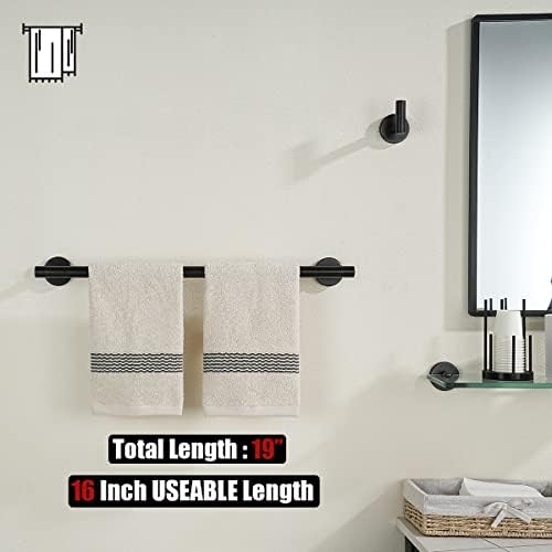 JQK Towel Bar Oil Rubbed Bronze, 19 Inch 304 Stainless Steel Thicken 0.8mm Towel Rack Bathroom, ORB Towel Holder Wall Mount, Useable Length 16 Inch TB110L16-ORB - Image 3
