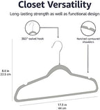 Amazon Basics Slim Velvet Non-Slip Space Saving Suit Clothes Hangers for Closet Organization, Gray/Silver, 100-Pack - Image 5