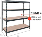 AR Shelving 2400-Lb. Capacity, 71in.H x 60in.W x 18in.D Rivet Shelving Unit, Or Assemble as 2 Benches, Ea. 35 1/2in.H x 120in.L x 18in.D, Matte Dark Gray, Model# Garage 60/18 600 Lbs. - Image 3