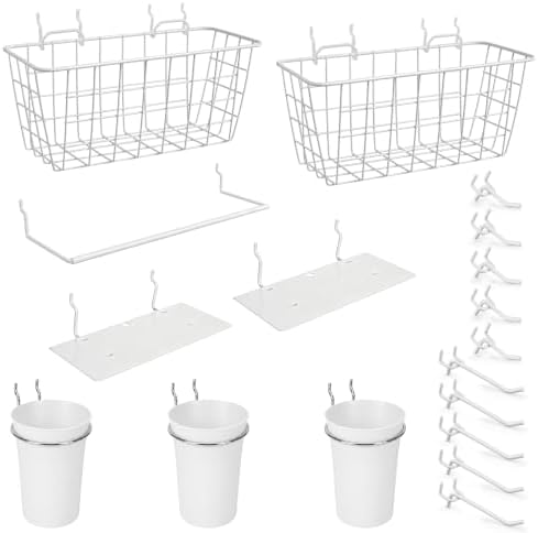 Pegboard Organizer Accessories 18 Pack, Peg Board Hooks Assortment (White) by GCORE