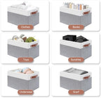 SNWDN 6 Pack Large Collapsible Fabric Storage Baskets with Handles (White/Grey 15''Lx13''Wx13''H) - Image 4