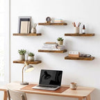 Fixwal Floating Wall Shelves for Decor (Rustic Brown, Set of 6, 15.7 Inch) - Image 4