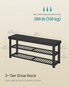 SONGMICS Shoe Rack Bench, 3-Tier Bamboo Entryway Bench, 43 Inches Width - Image 2