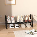 Multi-Functional Metal Shoe Rack,Expandable Adjustable Stackable Kitchen Organizer,Metal Shelf risers for cabinets, Kitchens and Closet, Bathroom(1Pack/Black/Medium) - Image 5