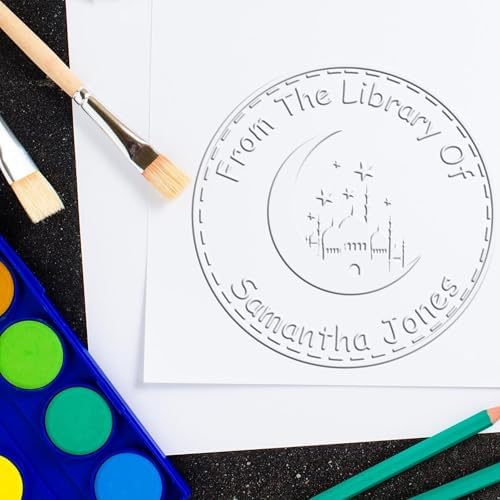 Customized Library Embossed Stamp - Soft Sacred Crescent Personalized Home Library Embossing Seal for Imams - Personalized Library Embossed Stamp for Books - Ideal Gift for Religious Leaders by AcornSalesCo