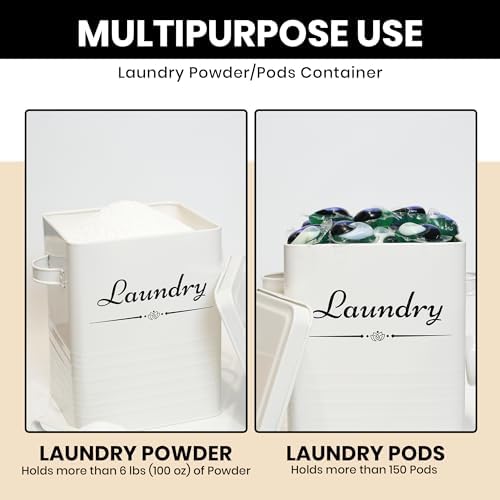 Farmhouse Metal Laundry Detergent Pod Container With Dryer Sheet Holder - Image 5