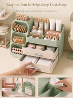 Booklov Large Makeup Organizer for Vanity Countertop, Green Cream - Image 6