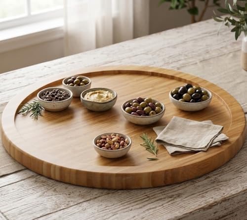YBM HOME Bamboo Lazy Susan Single Turntable (18", 6) - Image 5
