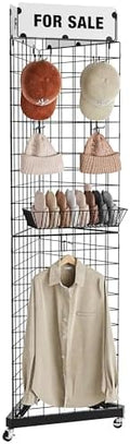Urban Deco Rolling Grid Wall Display Stand with 24 Hooks, 21"x77" by UrbanDeco
