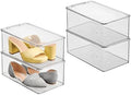 iDesign Stackable Shoe Box with Hinged-Lid, Set of 4, Clear by iDesign