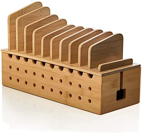 Prosumer's Choice 10 Device Bamboo Cell Phone Charging Stations | Clutter Organizer/Charging Stand for Mobile, iPhone, Laptops & Tablets | Best Mobile Accessories by ProsumersChoice