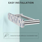 Adhesive Toilet Paper Holder, Self Adhesive Double Post Pivoting Toilet Tissue Holder, Stick on No Drill Toilet Paper roll Holder for Bathroom, Stainless Steel & Zinc Alloy, Polished Chrome, 2Pack - Image 4