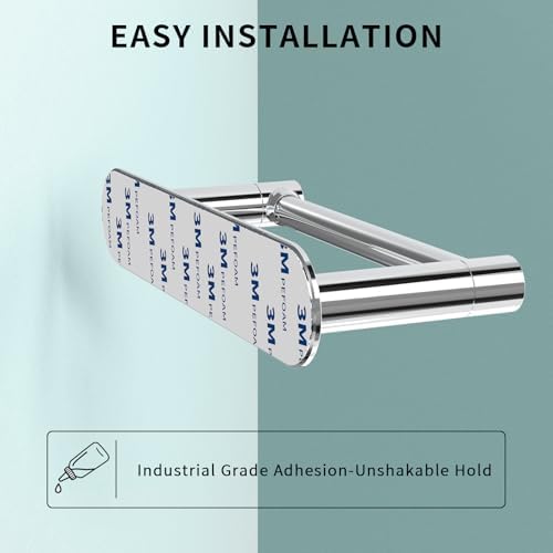 Adhesive Toilet Paper Holder, Self Adhesive Double Post Pivoting Toilet Tissue Holder, Stick on No Drill Toilet Paper roll Holder for Bathroom, Stainless Steel & Zinc Alloy, Polished Chrome, 2Pack - Image 4