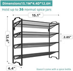 Simple Trending 2 Pack 4 Tier Spice Rack Organizer, Stackable Kitchen Counter Shelves, for Cabinet, Countertop, Pantry, Door or Wall Mount, Metal Mesh, Jars not Included, Black - Image 2