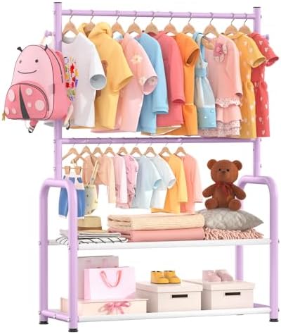 Kids Clothing Rack 2 Tier Baby Closet Toddler Dress up Racks by ZHKINGGS