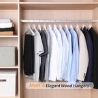 Amazon Basics Wood Suit Clothes Hangers for Closet Organizer, White, 30-Pack - Image 6
