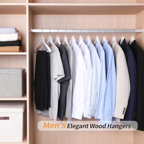 Amazon Basics Wood Suit Clothes Hangers for Closet Organizer, White, 30-Pack - Image 6