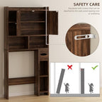 Shintenchi Over the Toilet Storage Cabinet, Bathroom Storage Cabient with Barn Doors, Bathroom Storage Shelf Organizer with Toilet Paper Holder, Adjustable Shelf and Anti-Tip Device, Walnut - Image 6