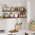Floating Shelves for Wall, 48 in Long Rustic Wall Shelves Set of 2 - Image 4