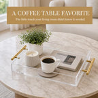 Clear Acrylic Tray 14x11” with Golden Metal Handles - Large Plastic Tray for Serving Guests, Countertop Organization, Ottoman Coffee Table & Vanity – Modern Decorative Tray for Home & Office - Image 5