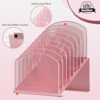 Inclined Desk File Organizer, 8-Section Upright Desk Organizer Standing File Sorter for Office Classroom Desktop Organization (Pink, 8) - Image 4