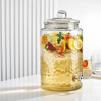3 Gallon Classic Hammered Glass Ice Cold Beverage Drink Dispenser - With Glass Lid 100% Leak Proof Spigot- Wide Mouth Easy Filling For Outdoor, Parties & Daily Use - Image 4