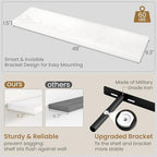 Fun Memories 48 Inch Floating Shelves in White, 9.3 Inch Deep Wall Shelves for Bathroom, Living Room, Bedroom, Kitchen, Deep Long Shelf Wall Mounted 1 Pack Shelf for Books, Decor - Image 3