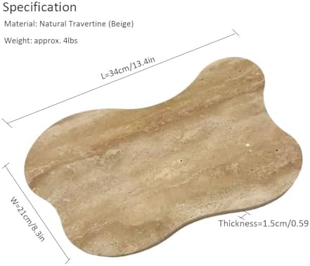 Cloud Shaped Travertine Vanity Tray, 13.3 x 8.3 Inch Natural Stone Decorative Catchall Tray for Bathroom Countertop, Beige Marble Jewelry Dish Perfume Tray for Coffee Table Dresser Nightstand - Image 3