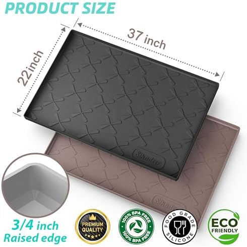 SIKADEER Waterproof Under Sink Mat 37" x 22" Silicone Mat Cabinet Protector - Image 3
