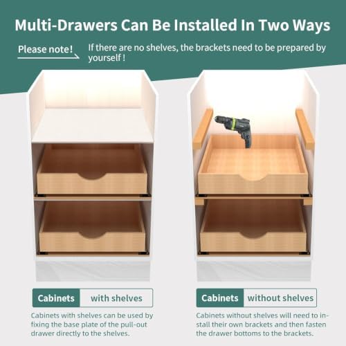 Pull Out Drawers for Kitchen Cabinets, Fully Assembled Wood Cabinet Pull Out Drawer, Pull Out Cabinet Organizer, Fast and Easy DIY Installation, 25”W x 21”D - Image 6