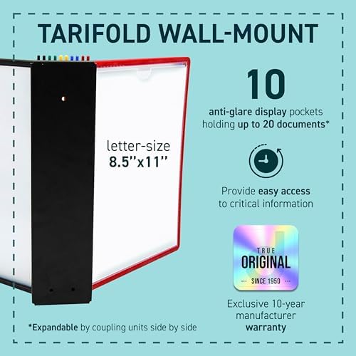 Tarifold Wall Mount Reference System, 10 Easy-Load Pockets, Assorted Colors - Image 3
