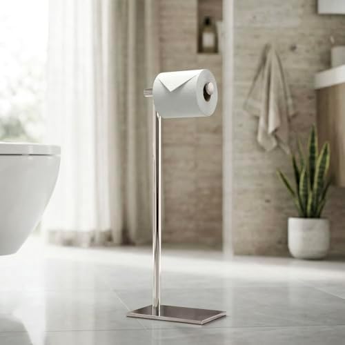 Gatco 1431PN Modern Rectangle Base Freestanding Toilet Paper Holder, 21.25", Polished Nickel with Weighted Base - Image 5