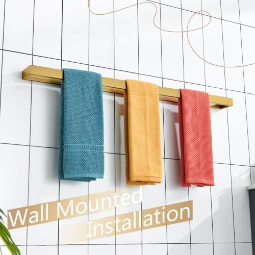KOKOSIRI Towel Bar Brushed Gold Bath Towel Holder 32 Inch Kitchen Towel Hanger Rack Stainless Steel Bathroom Hardware Wall Mounted, 1 Pack B4008BG-L32 - Image 6