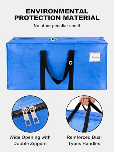 HOMESURE Supports 200lbs Heavy Duty Moving Bags - Strong Zipper & Wrap-Around Handles - Water-Resistant Storage Totes, Durable Alternative to Moving Boxes- 12 Pack -Multi-Color System for Easy Sorting - Image 7