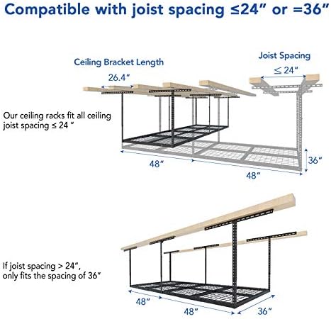 FLEXIMOUNTS 3x8 Overhead Garage Ceiling Storage Rack Organization, Black - Image 5