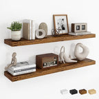Dreamland 36Inch Floating Shelves for Wall, Rustic Wooden Floating Shelves for Bathroom|Bedroom|Kitchen, 2 Pack Deep Wall Mounted Book Shelf, Wood Storage Display Shelf for Home Decor, Brown by Dreamland