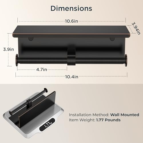 FORIOUS Toilet Paper Holder with Shelf, Commercial Toilet Paper Dispensers - Image 2