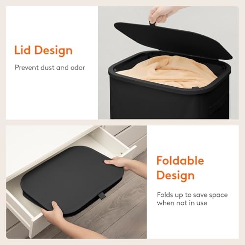 Lifewit 85L Large Laundry Hamper with Lid, Removable Inner Bag, Black - Image 6
