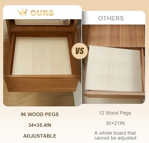 Kigley 12 Pcs Wooden Pegboard Drawer Organizer,17 Inch,Wood Color - Image 5