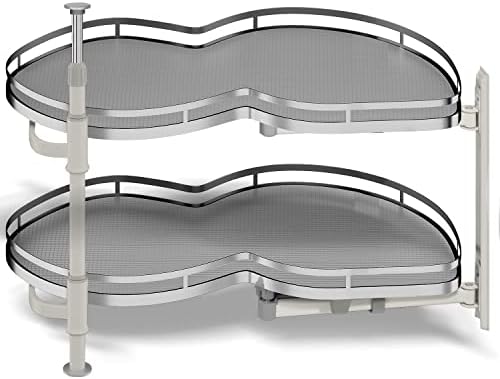 Blind Corner Cabinet Pull Out Organizer, Soft Close Swing Right Pull Out Cabinet Organizer 36inch, Corner Cabinet Lazy Susan for Corner Cabinet Blind Shelf, 2 Tiers Tray, Adjustable Height by Kinchoix