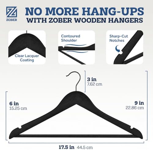 Zober Wooden Hangers 20 Pack, Heavy Duty Clothes Hangers, Non Slip, Vintage - Image 3