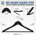 Zober Wooden Hangers 20 Pack, Heavy Duty Clothes Hangers, Non Slip, Vintage - Image 3