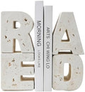 Book Ends Decorative with Read Design Resin Bookends for Heavy Books Book Holders for Shelves Book Stoppers with Non-Slip Pads Unique Read Sign Beige Bookend Gift for Book Lovers by EHUOYAN