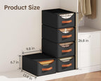 Homsorout Stackable Storage Drawers - Collapsible Storage Bins with Drawers, 4 Pack Closet Shelf Organizer Basket, Fabric Pull Out Organizer for Bedroom, Living Room, Dorm, Black - Image 3