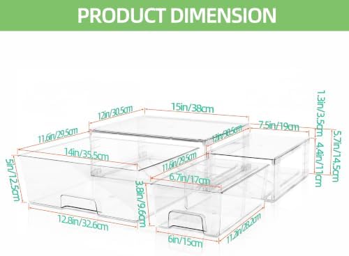 Stackable Storage Drawers(5 Pack),High-strength Clear Plastic Multi-purpose Organizer Bins with Handles, Easily Assemble Acrylic Drawers for Bathroom Closet Cabinet Pantry Under Sink - Image 3