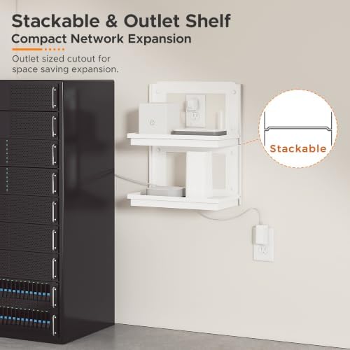 VICSKY 14-inch Router and Modem Shelf with Cable Management Box Wall Mount - Image 6