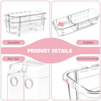 15 PCS Extendable Drawer Organizer Set Clear Stackable Vanity Storage Bins - Image 5