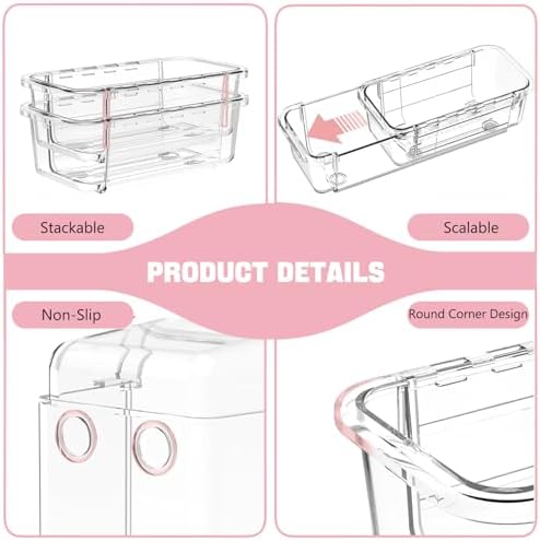 15 PCS Extendable Drawer Organizer Set Clear Stackable Vanity Storage Bins - Image 5